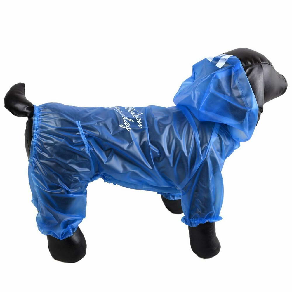 Prosojen modri dežni plašček za pse "Walking in the Rain" iz nepremočljivega materiala