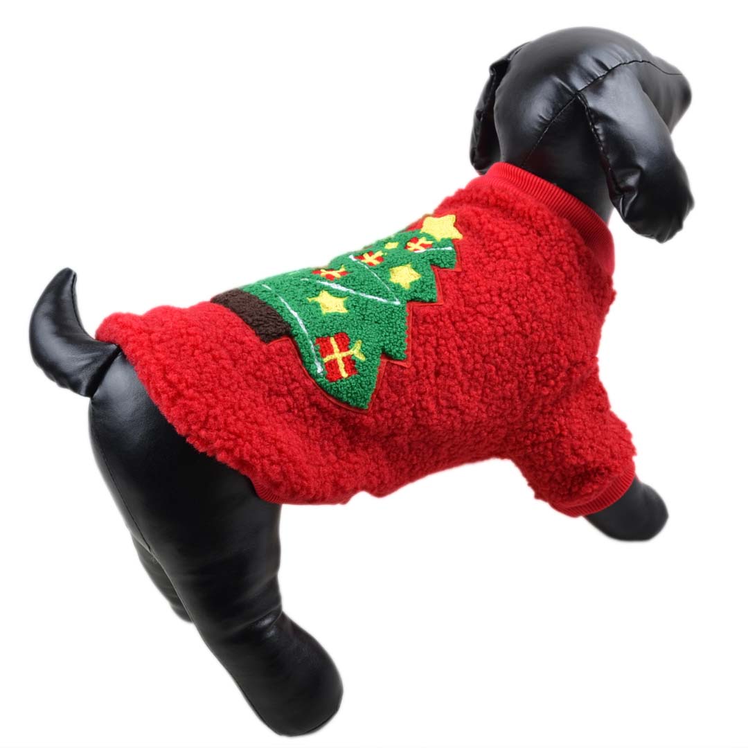 Novoletni pulover za pse "Jelka" - rdeča barva