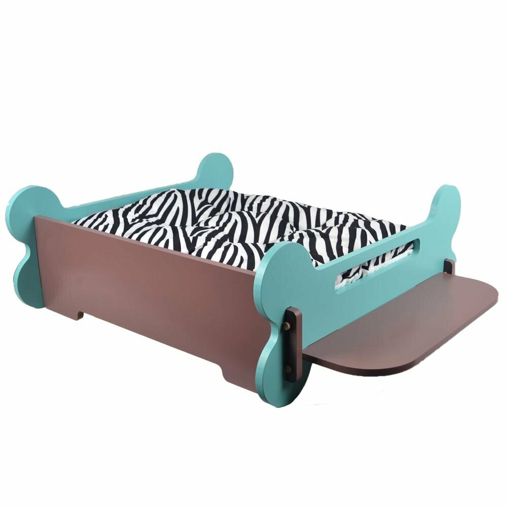 GogiPet lesena postelja za pse - turkizno modra barva