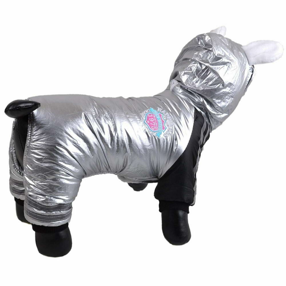 Zimsko oblačilo za psa "Silver Star" - srebrna barva, črte na rokavih in hlačnicah