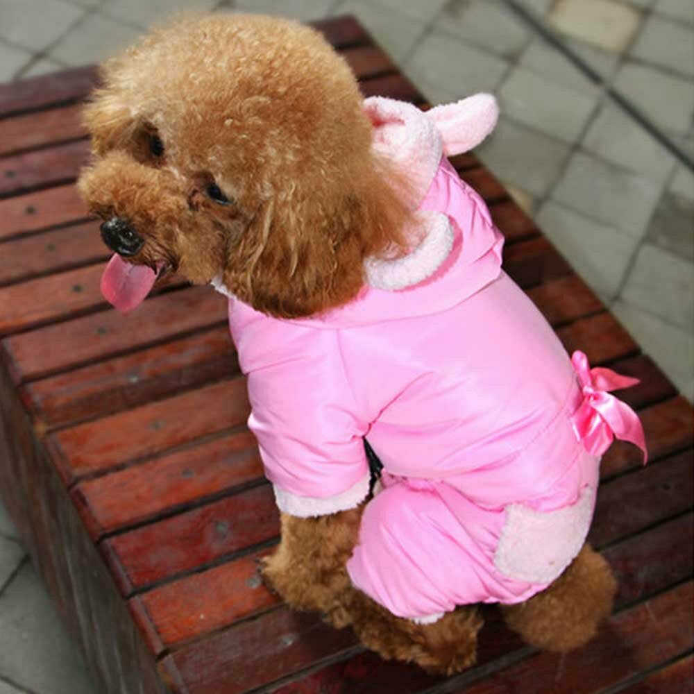 Oblačilo za pse - zimski kombinezon za psa "Pink miška"