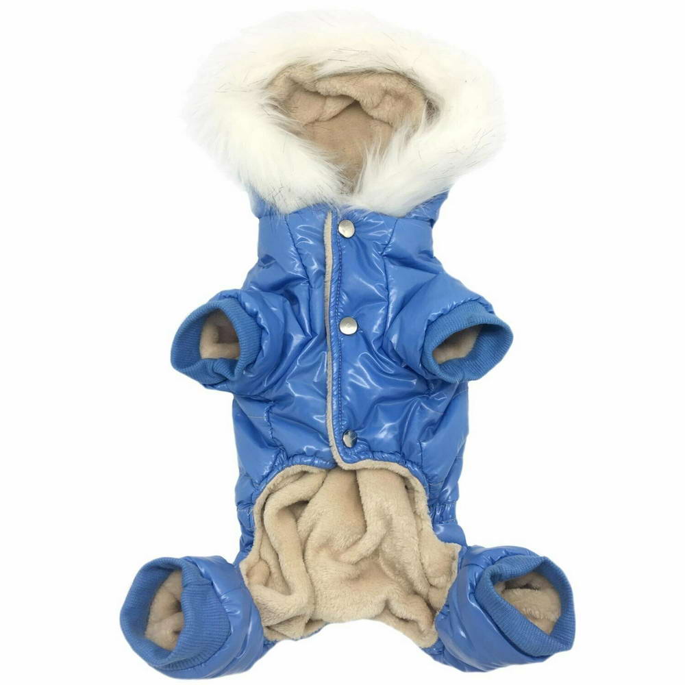 Zimski plašč za pse "Francesco" - svetlo modra barva, zapenjanje s kovicami