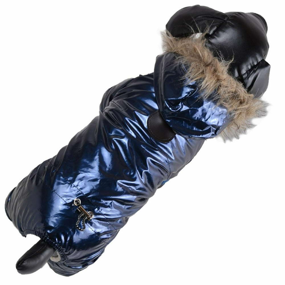 Zimsko oblačilo za psa "Lorenzo" z lepo oblikovano kapuco - modra barva
