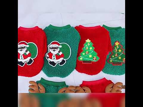 Božično novoletni pulover za pse "Božiček" - zelena barva