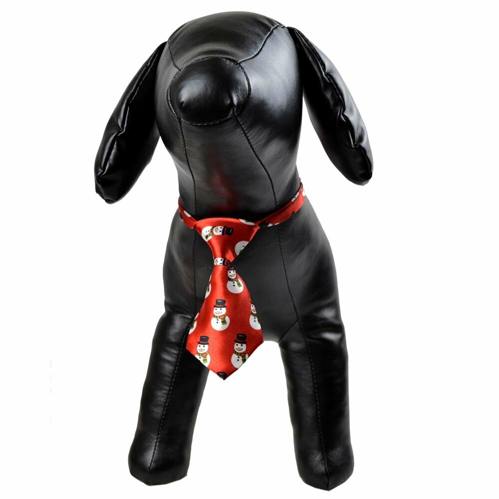 Modna kravata za pse Snežak - rdeča barva