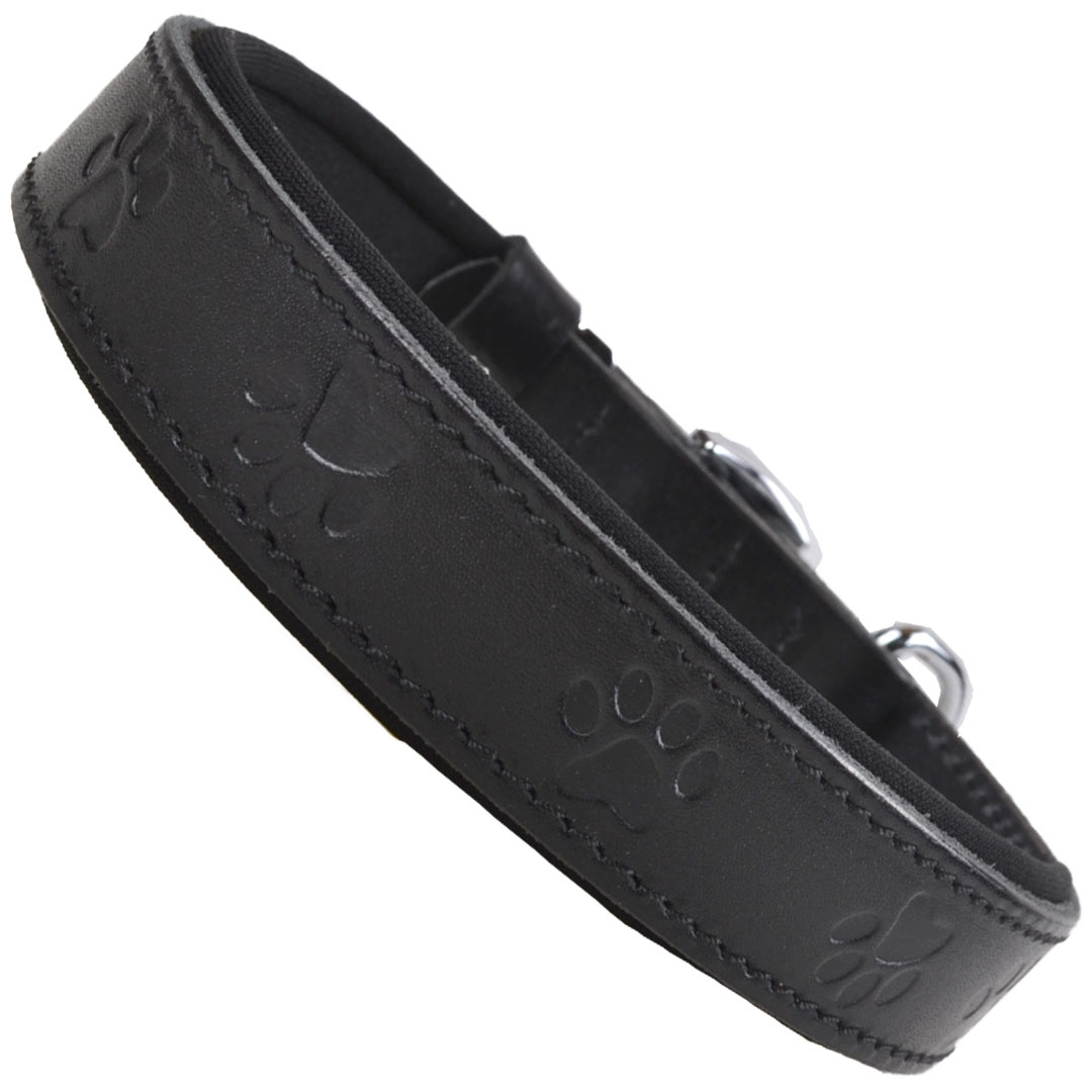 GogiPet® usnjena ovratnica s tačkami - črna barva